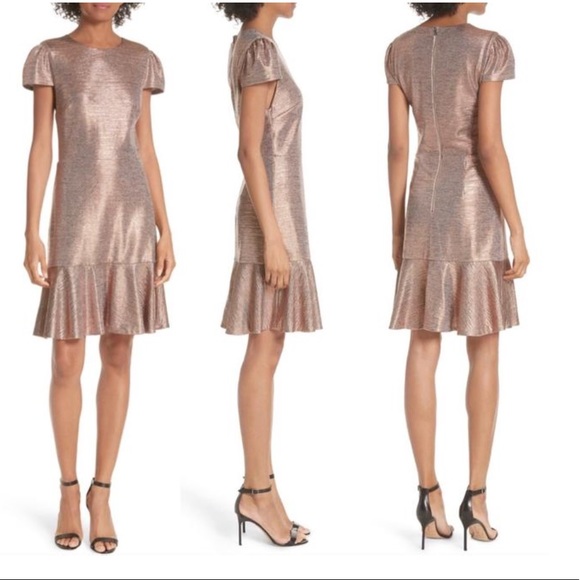 alice and olivia rose gold dress